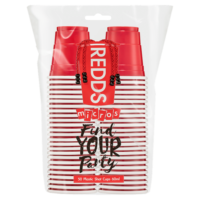 REDDS Cups micros plastic red shot cups 60ml